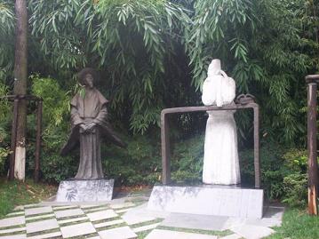 river view park with statues